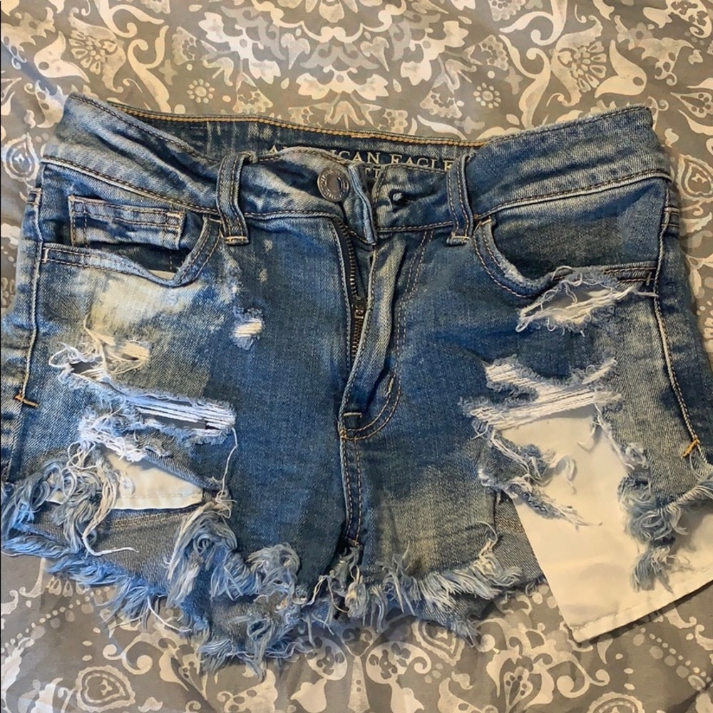 Adorable highly distressed jean shorts